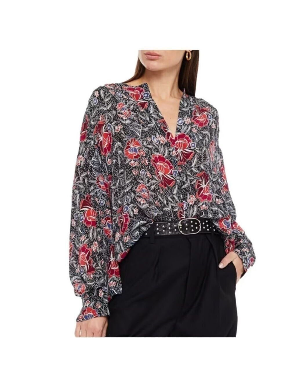 Isabel Marant Etoile Yacah Floral Silk Shift Top 36/S